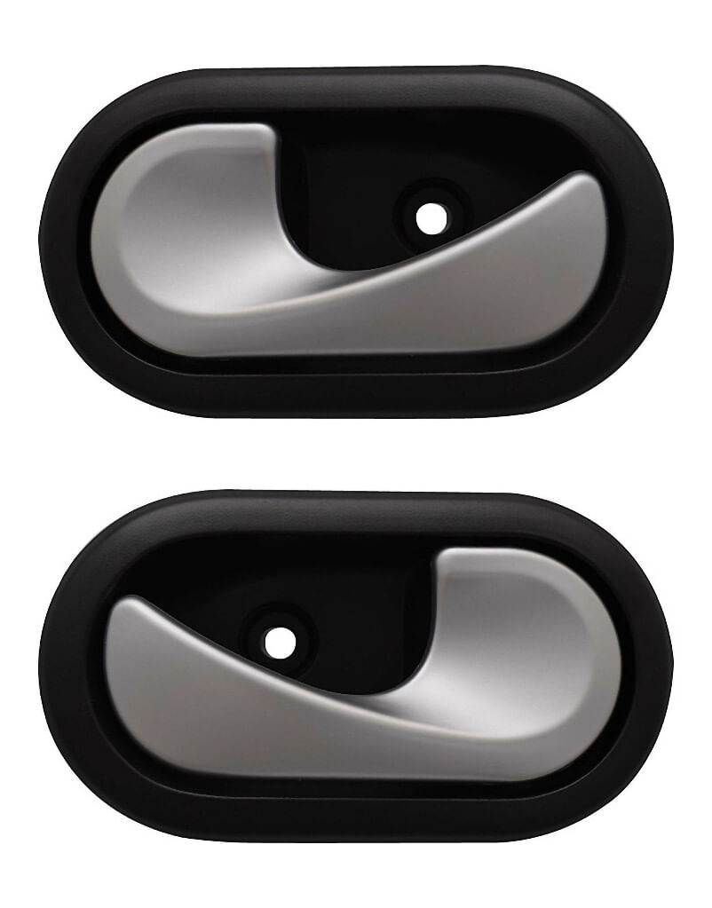 Par De Manijas De Puertas Interiores Delanteras O Traseras Negro/Plata