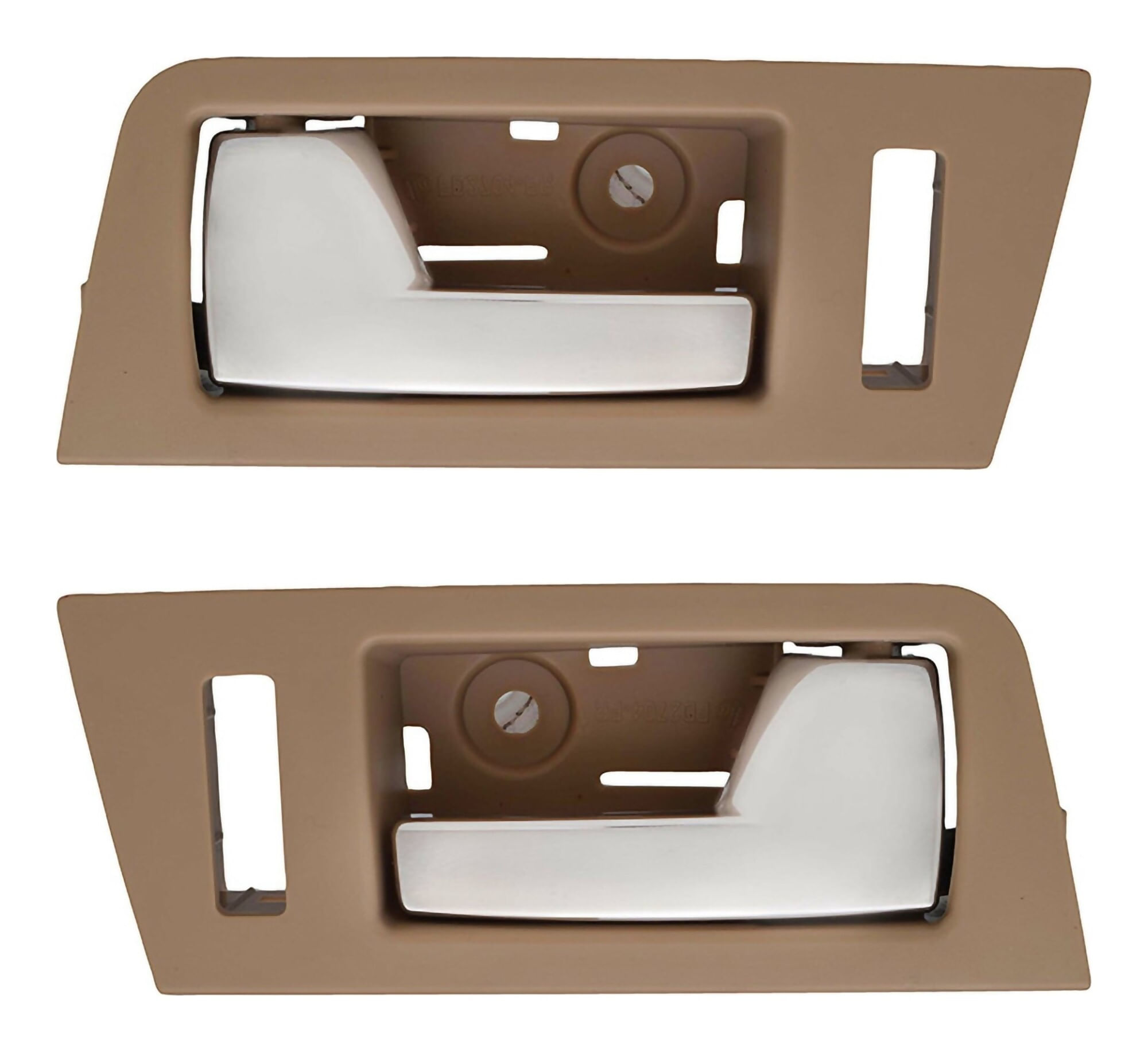 Par De Manijas De Puertas Interiores Delanteras Beige/Cromado Con Hoyo Para Seguro