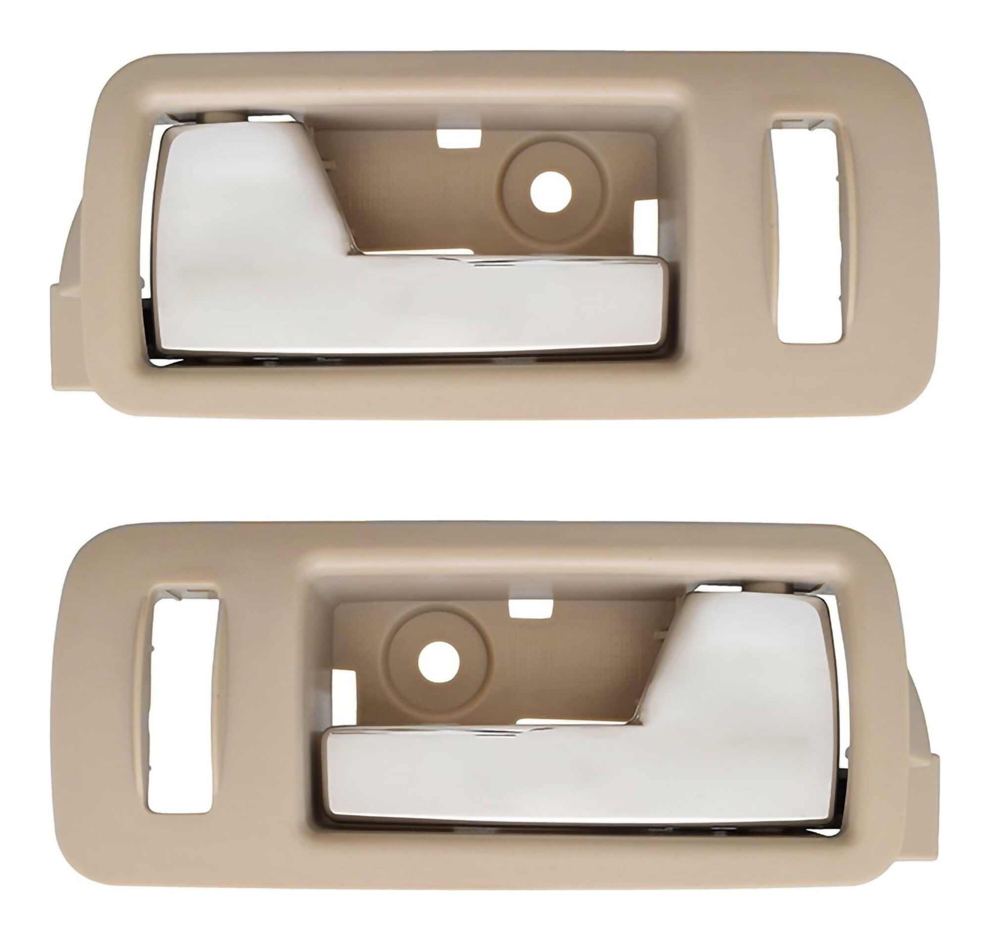 Par De Manijas De Puertas Interiores Delanteras Beige/Cromado Con Hoyo Para Seguro