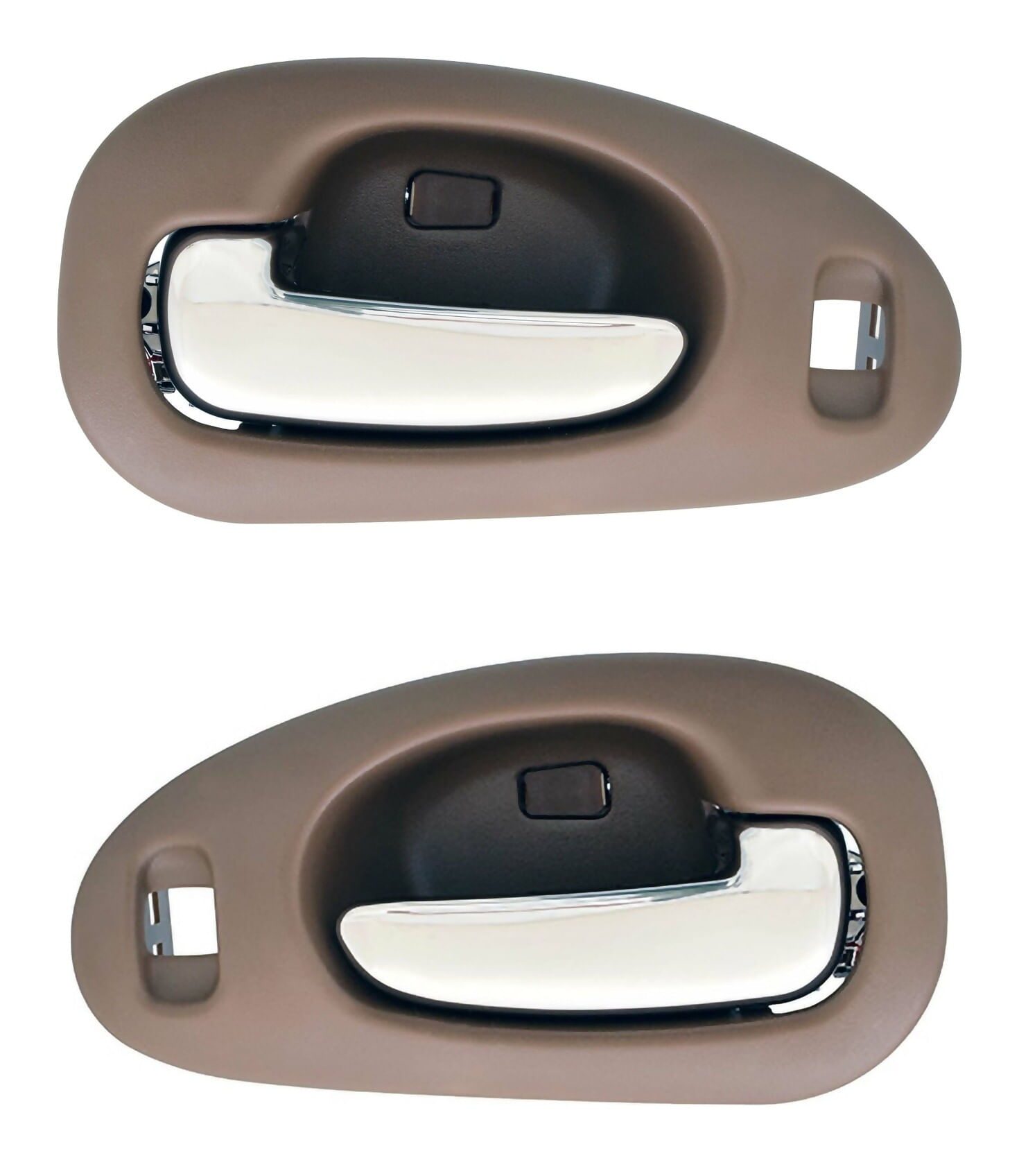 Par De Manijas De Puertas Interiores Delanteras Beige/Cromado Con Hoyo Para Seguro