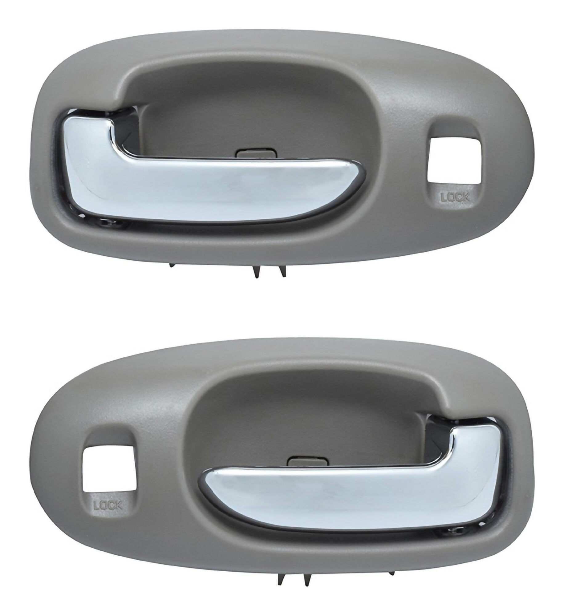 Par De Manijas De Puertas Interiores Delanteras Gris Claro/Cromado Con Hoyo Para Seguro