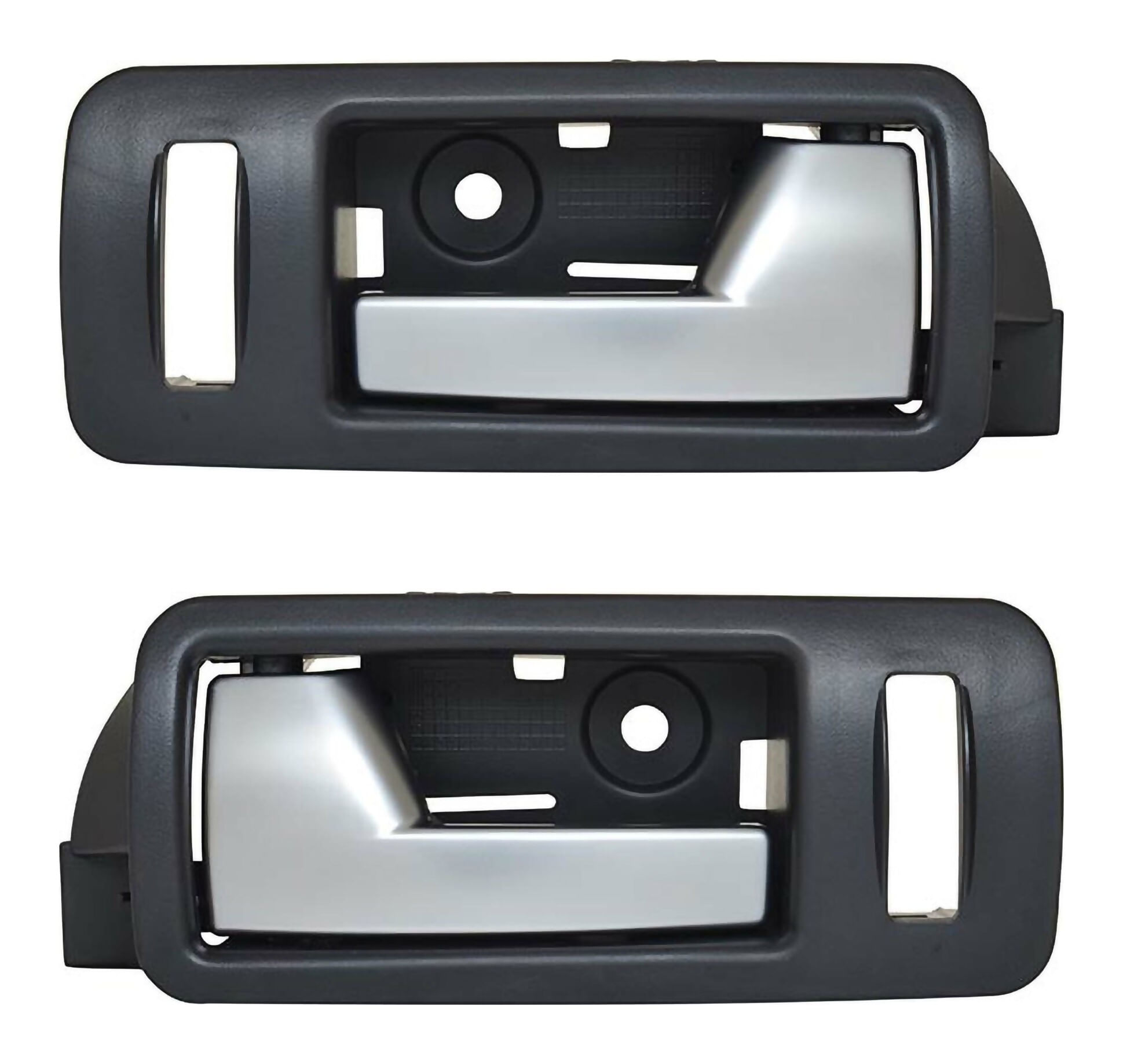Par De Manijas De Puertas Interiores Delanteras Negro/Plata Con Hoyo Para Seguro