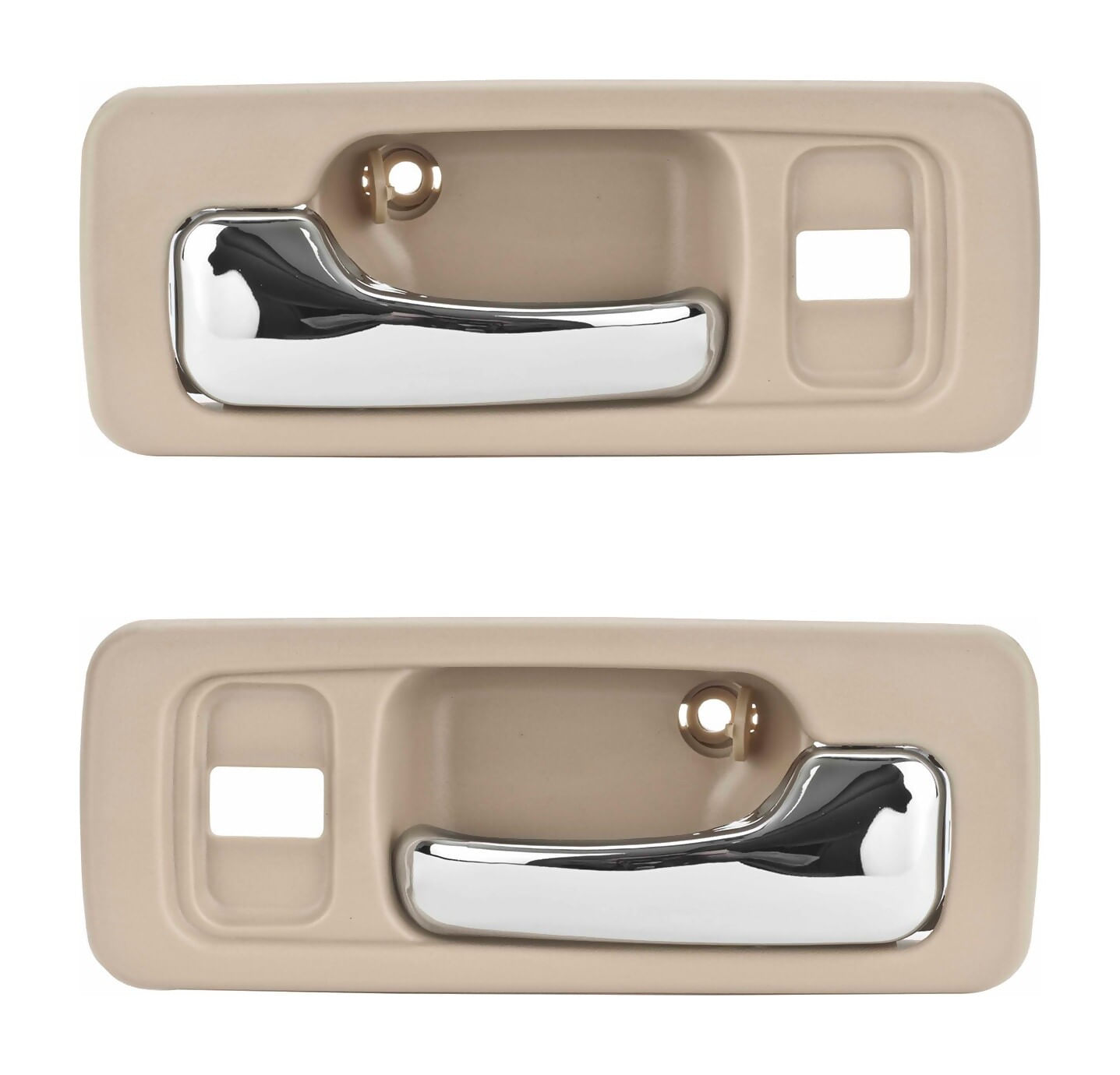 Par De Manijas De Puertas Interiores Delanteras Beige/Cromado Con Hoyo Para Seguro