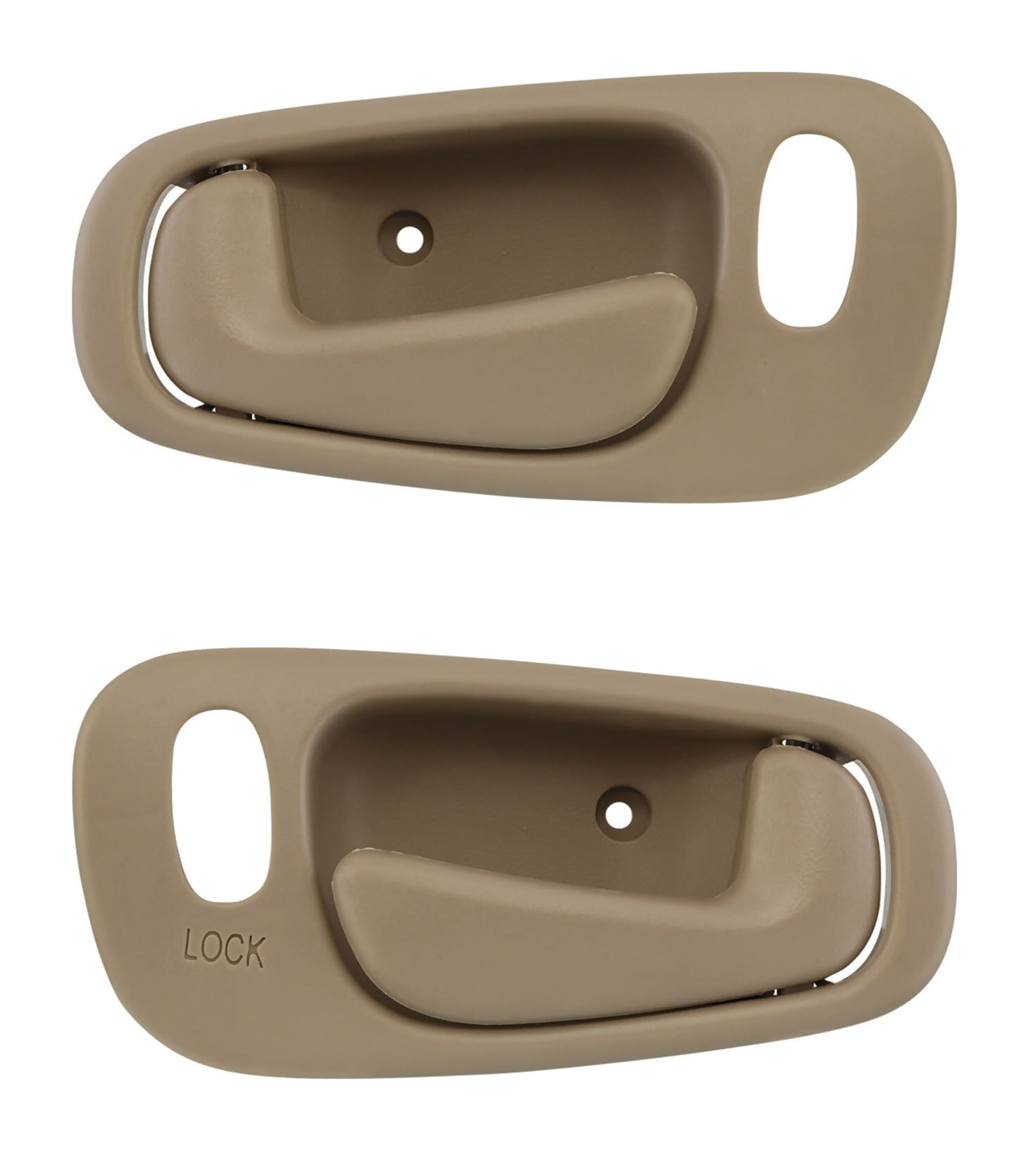 Par De Manijas De Puertas Interiores Delanteras O Traseras Beige Con Hoyo Para Seguro