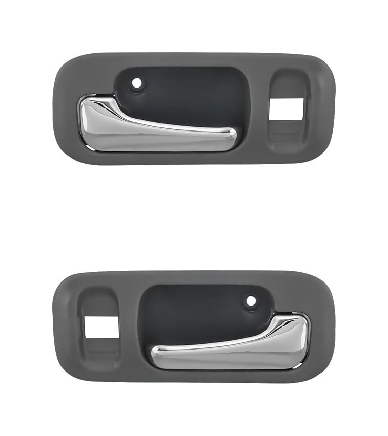 Par De Manijas De Puertas Interiores Delanteras Gris/Cromado Con Hoyo Para Seguro