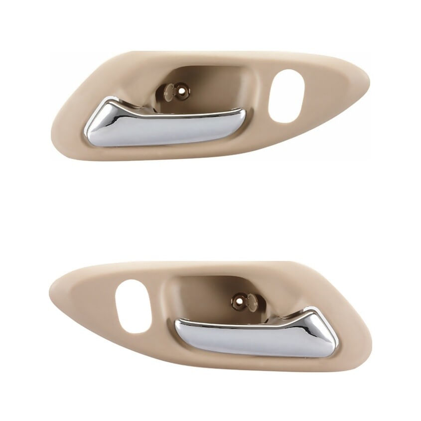 Par De Manijas De Puertas Interiores Delanteras Beige/Cromado Con Hoyo Para Seguro