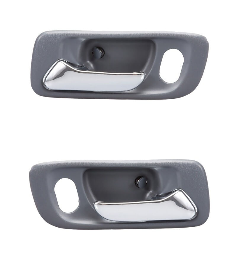 Par De Manijas De Puertas Interiores Delanteras Gris/Cromado Con Hoyo Para Seguro