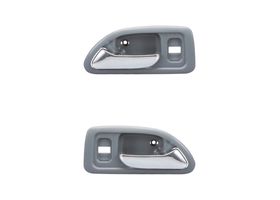 Par De Manijas De Puertas Interiores Delanteras Gris Claro/Cromado Con Hoyo Para Seguro