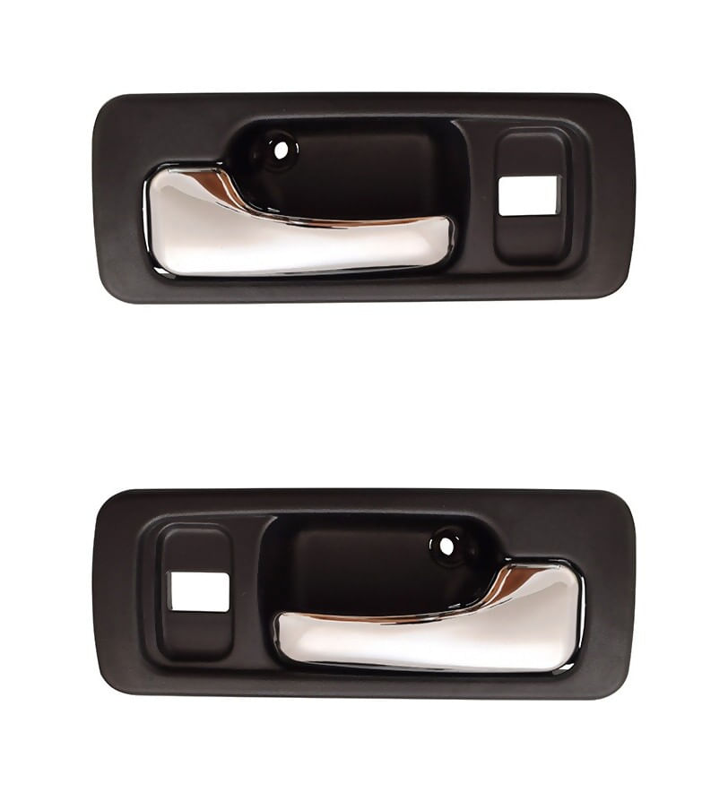 Par De Manijas De Puertas Interiores Delanteras Negro/Cromado Con Hoyo Para Seguro