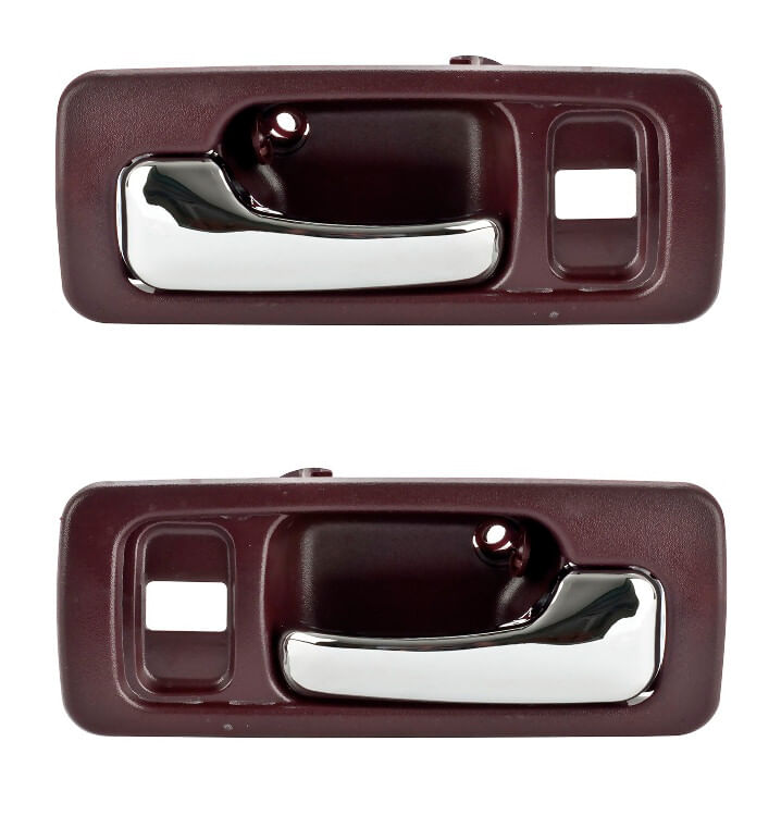 Par De Manijas De Puertas Interiores Delanteras Tinto/Cromado Con Hoyo Para Seguro