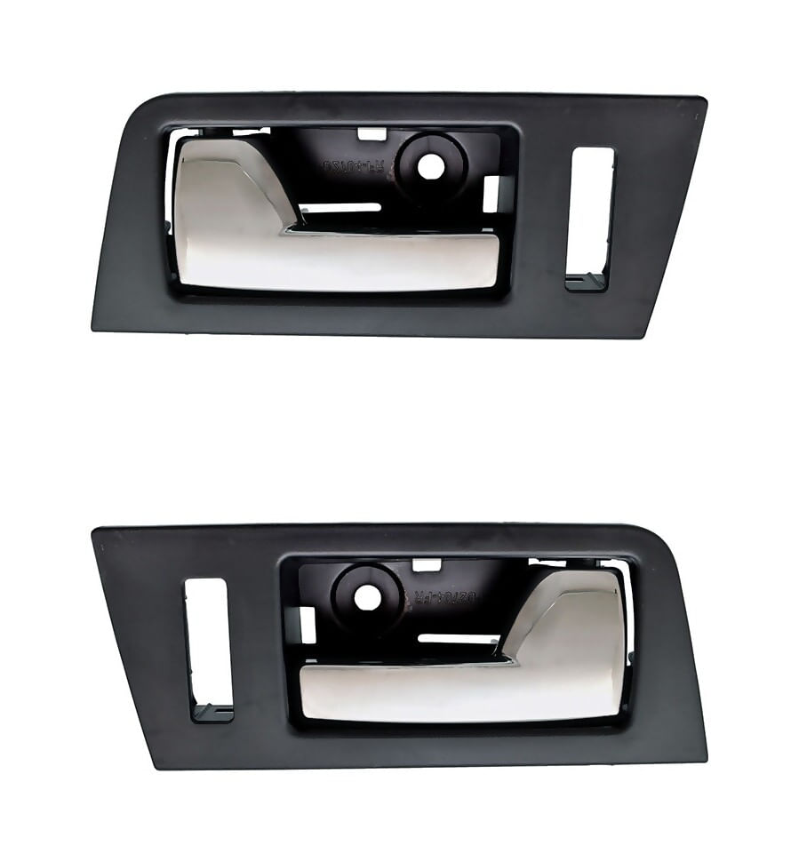 Par De Manijas De Puertas Interiores Delanteras Negro/Cromado Con Hoyo Para Seguro