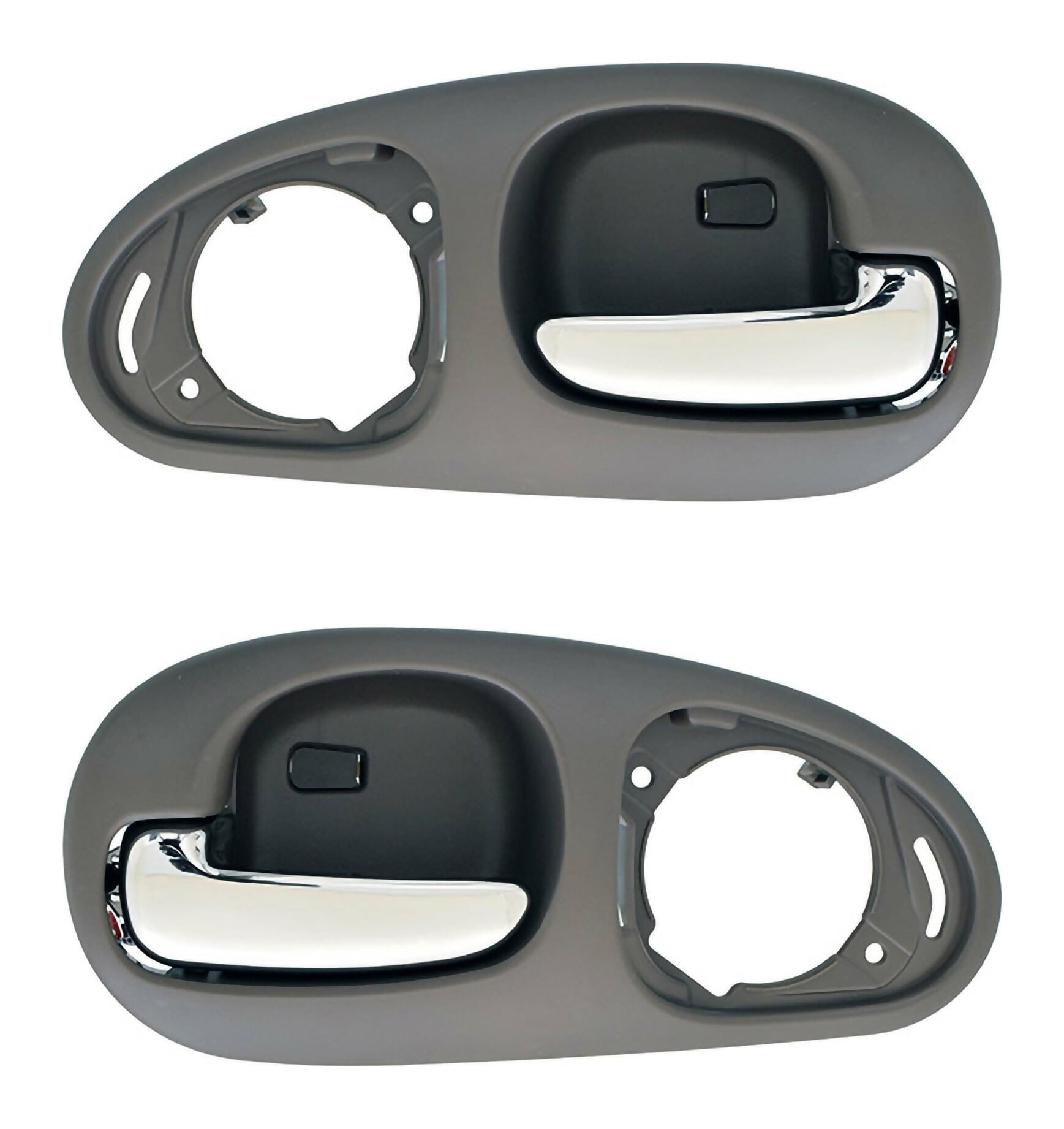 Par De Manijas De Puertas Interiores Traseras Gris/Cromado Con Hoyo Para Bocina