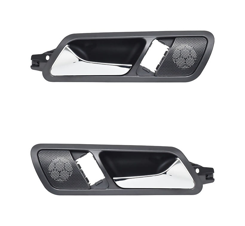 Par De Manijas De Puertas Interiores Traseras Negro/Cromado Con Hoyo Para Cristal Y Bocina