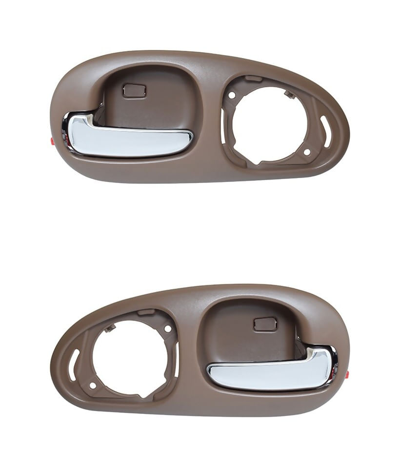 Par De Manijas De Puertas Interiores Traseras Beige/Cromado Con Hoyo Para Bocina