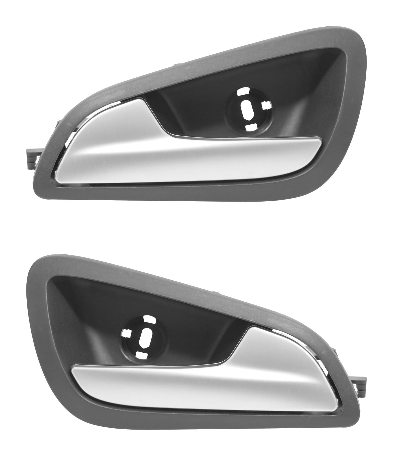 Par De Manijas De Puertas Interiores Delanteras O Traseras Lisas Negro/Plata Con Base