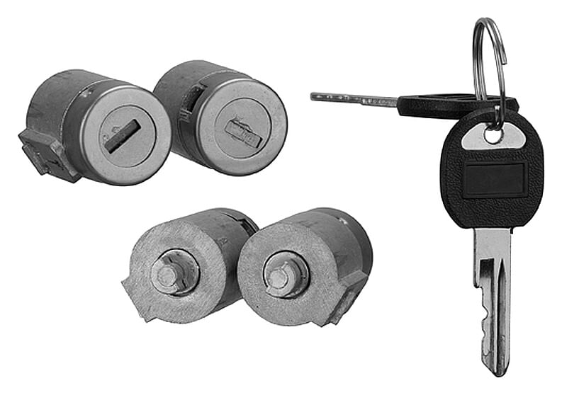 Juego De Cilindros De Puertas Delanteros Cromados Metal Con Llaves