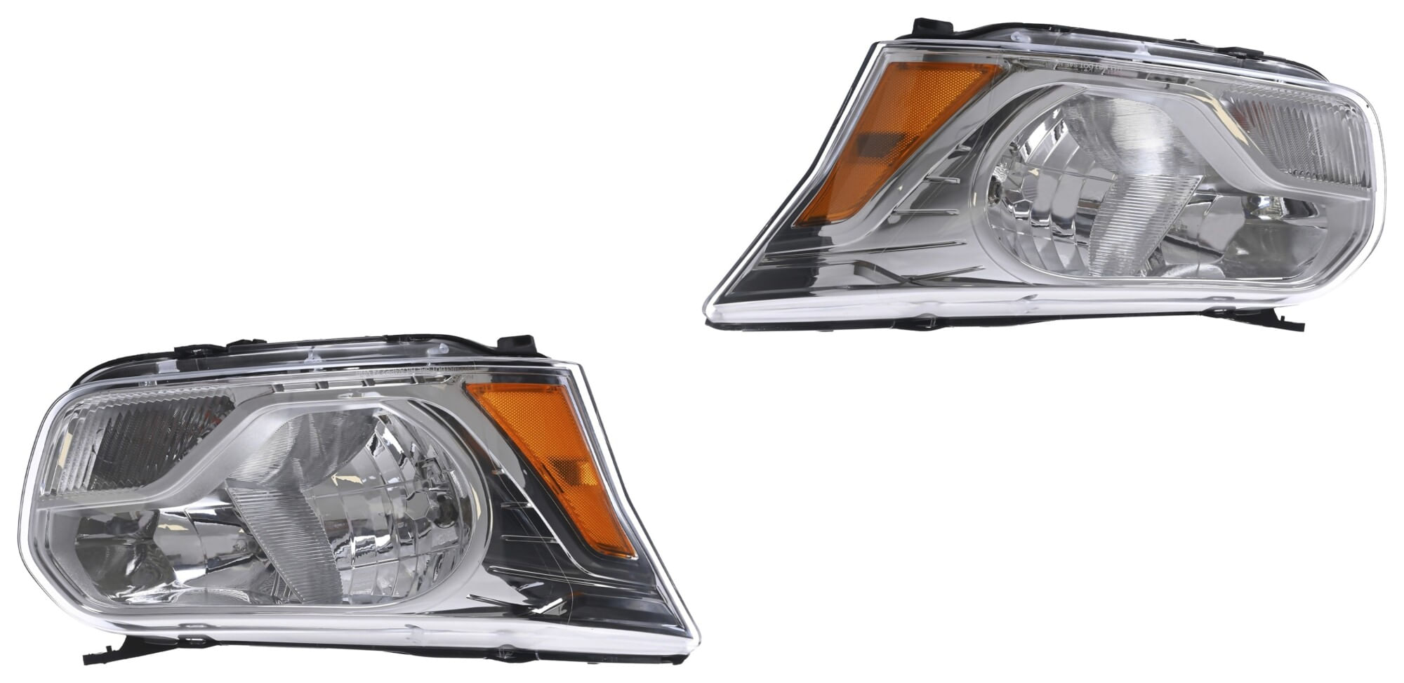 Par De Faros Con Reflejante Ámbar Fondo Cromado