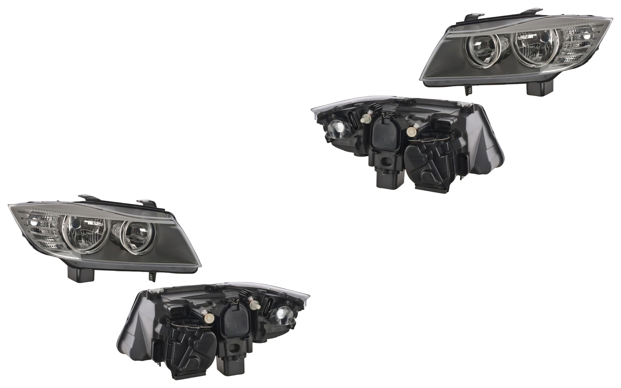 Par De Faros Fondo Negro Eléctrico Para Foco Halógeno Sin Foco
