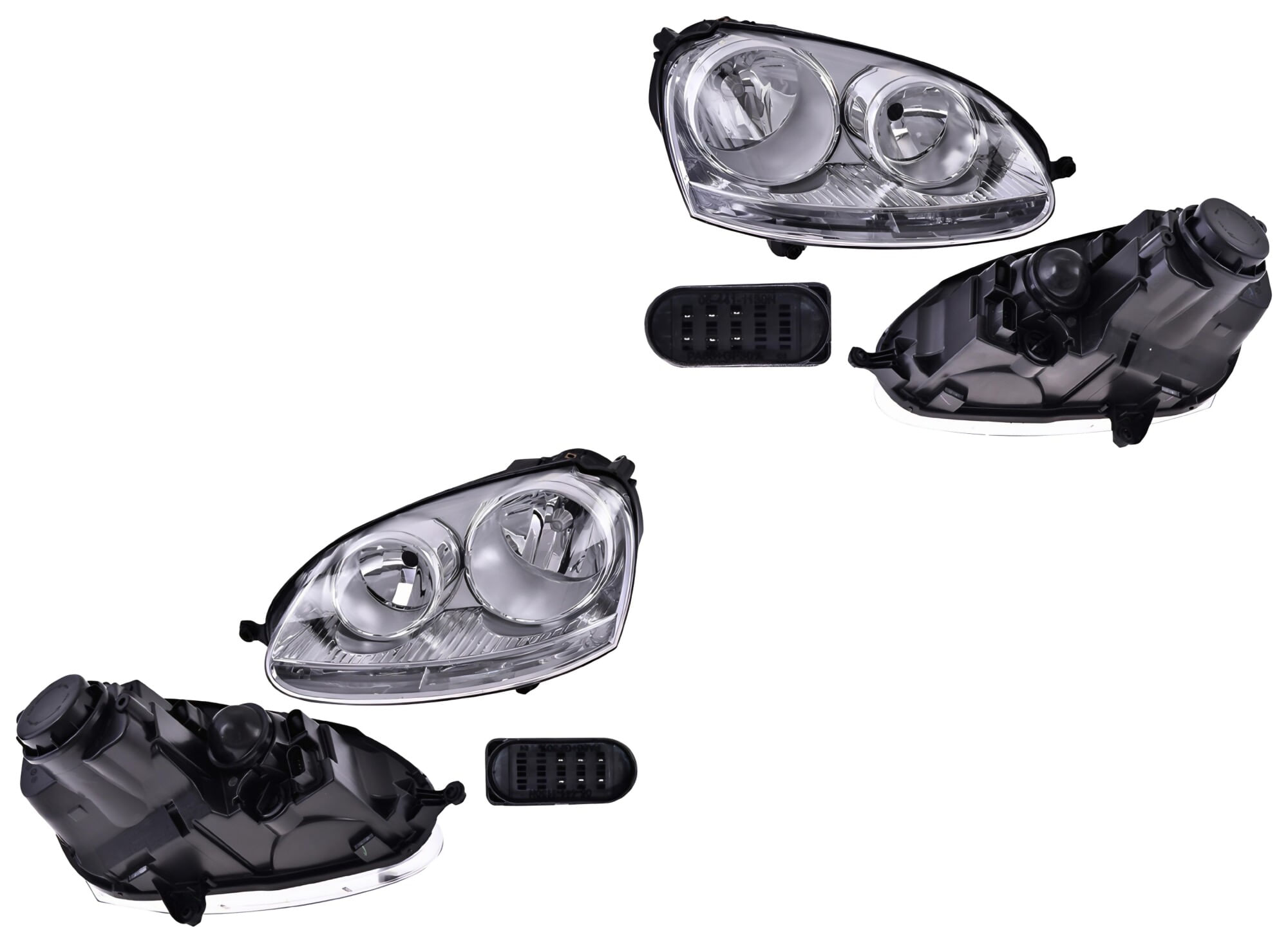 Par De Faros Fondo Cromado Manual Para Foco Halógeno Sin Foco