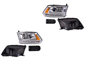 Par De Faros Fondo Cromado Con Lupa