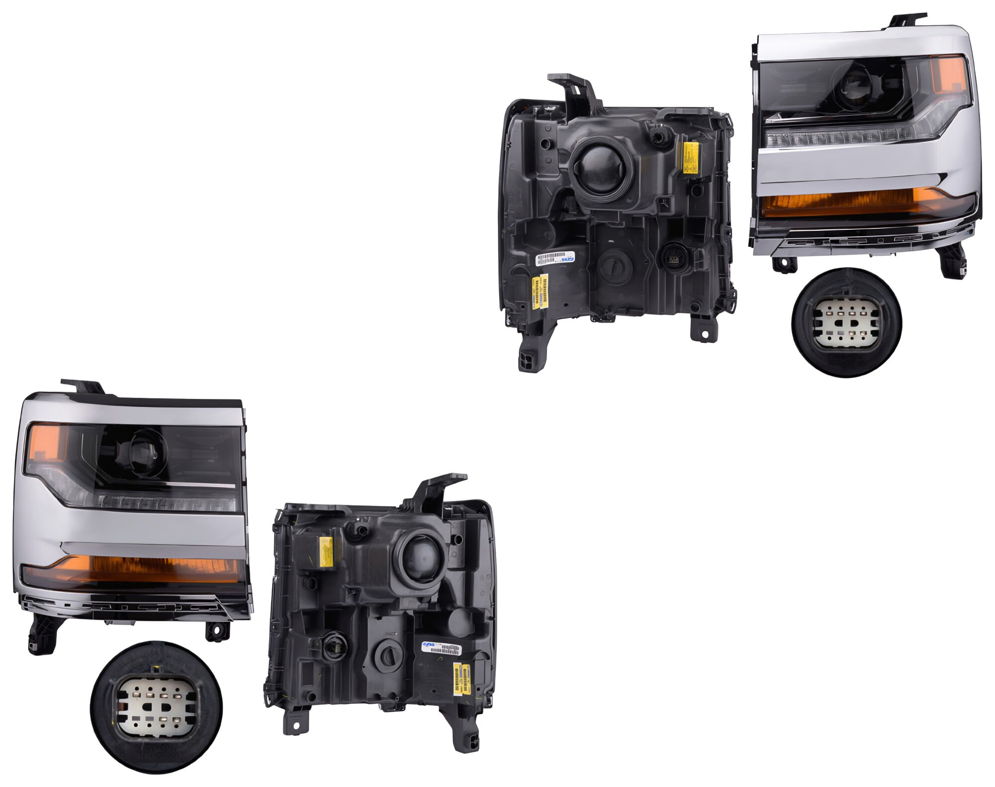 Par De Faros Filo Cromado Para Foco Xenón