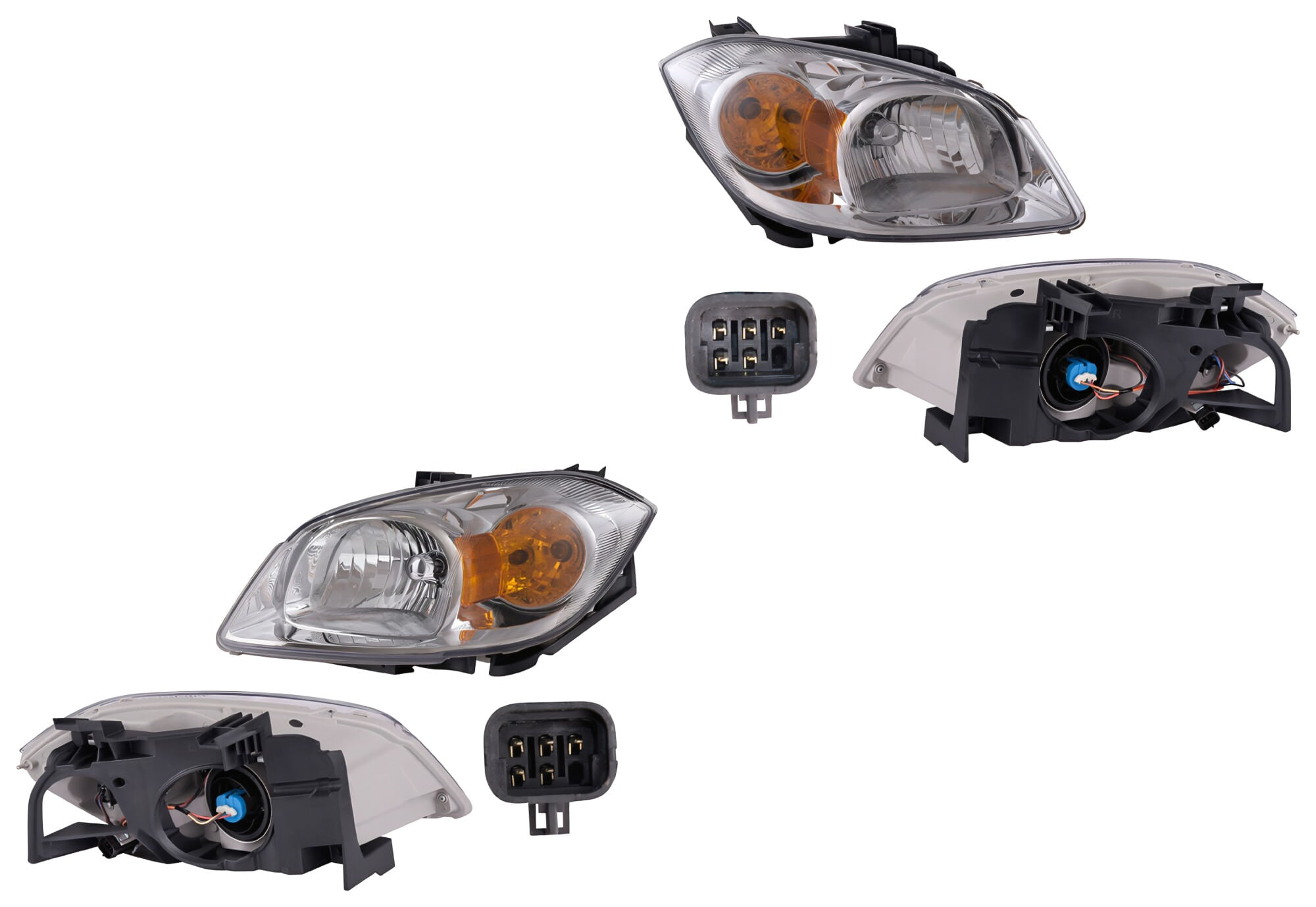 Par De Faros Fondo Cromado Con Base