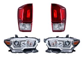 Kit De Faros Fondo Negro Con Leds Y Calaveras Rojo (4 Piezas)