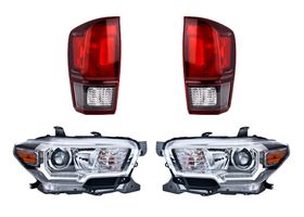 Kit De Faros Fondo Negro Con Leds Y Calaveras Rojo/Obscuro (4 Piezas)