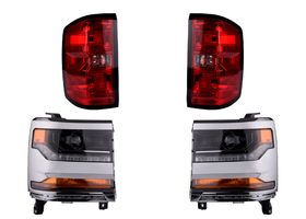 Kit De Faros Filo Cromado Para Foco Xenón Y Calaveras Con Arnés Cuadrado (4 Piezas)