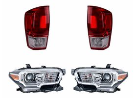 Kit De Faros Fondo Negro Con Leds Y Calaveras Rojo Claro (4 Piezas)