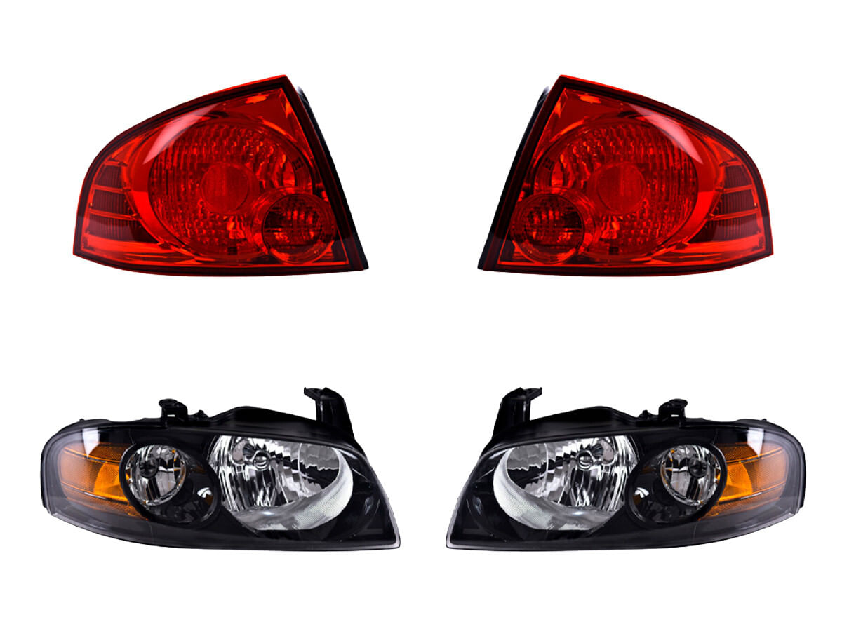 Kit De Faros Fondo Negro Y Calaveras Rojo (4 Piezas)