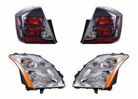 Kit De Faros Fondo Cromado Y Calaveras Negro (4 Piezas)