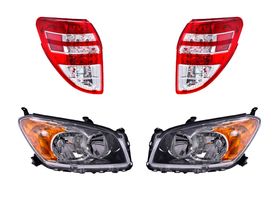 Kit De Faros Sin Foco Fondo Negro Y Calaveras Con Leds (4 Piezas)