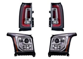 Kit De Faros Lupa Negra Y Calaveras Con Leds (4 Piezas)