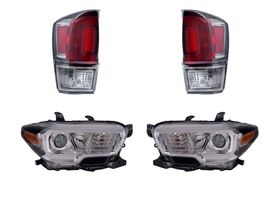 Kit De Faros Fondo Negro Y Calaveras Con Bisel Cromado (4 Piezas)