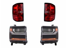 Kit De Faros Filo Negro Para Foco Xenón Y Calaveras Con Arnés Cuadrado (4 Piezas)