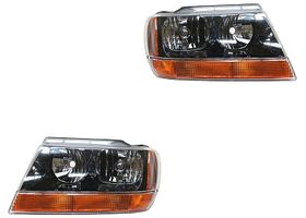 Par De Faros Con Cuarto Ámbar Fondo Negro