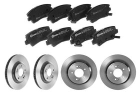 Kit De Balatas Bajos Metales, 2 Discos Ventilados Y 2 Discos Sólidos Delanteros Y Traseros