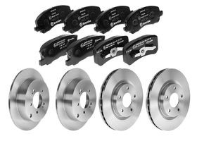 Kit De 2 Discos Ventilados, 2 Discos Sólidos Y 2 Juegos De Balatas Bajos Metales