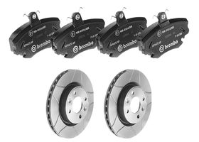 Kit De Balatas Bajos Metales Y 2 Discos Ranurados Delanteros