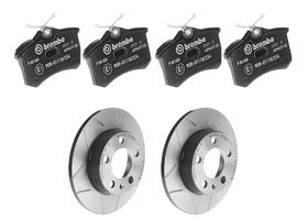 Kit De Balatas Bajos Metales Y 2 Discos Ranurados Traseros